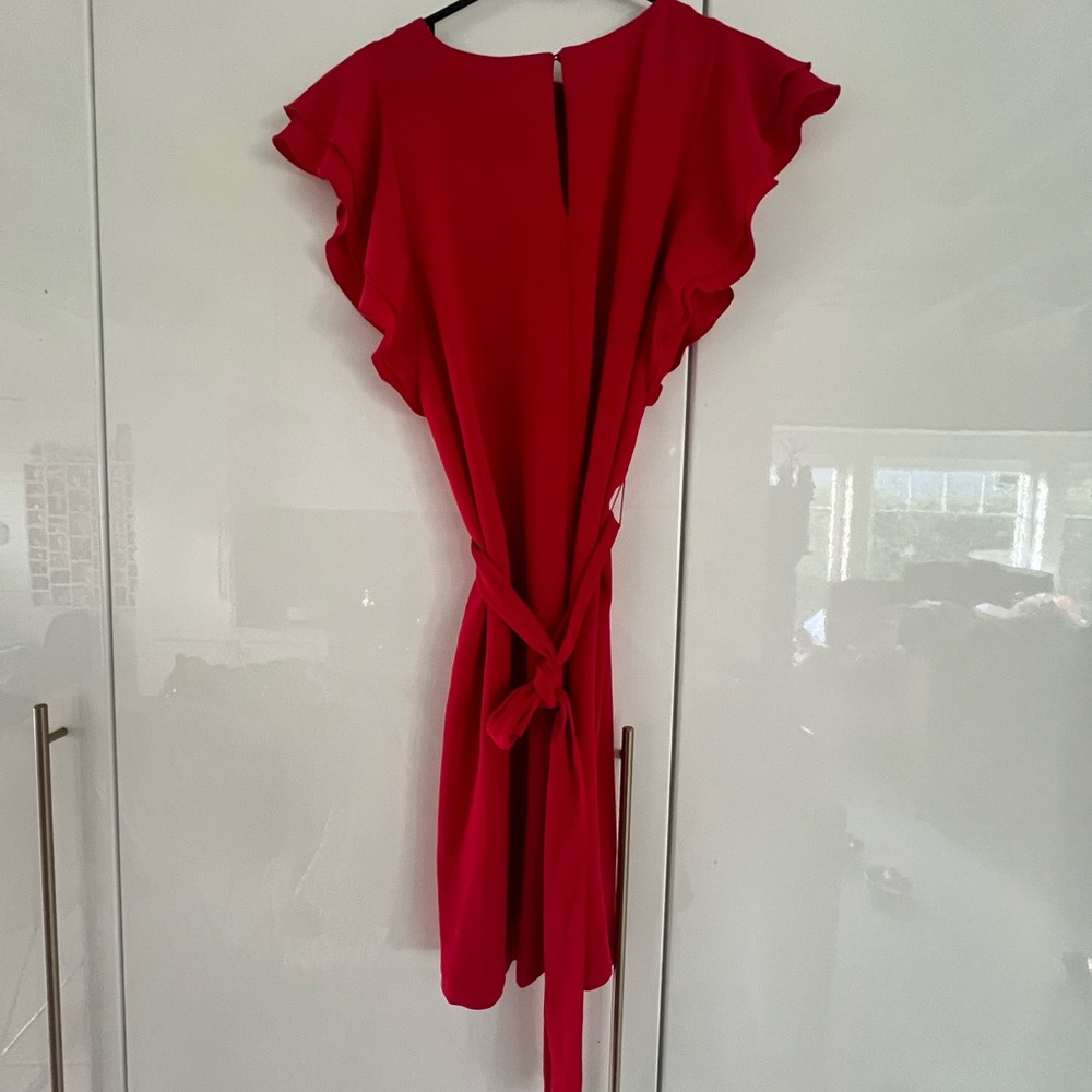 LOFT Red Ruffle Sleeve Mini Dress - Picture 3 of 3
